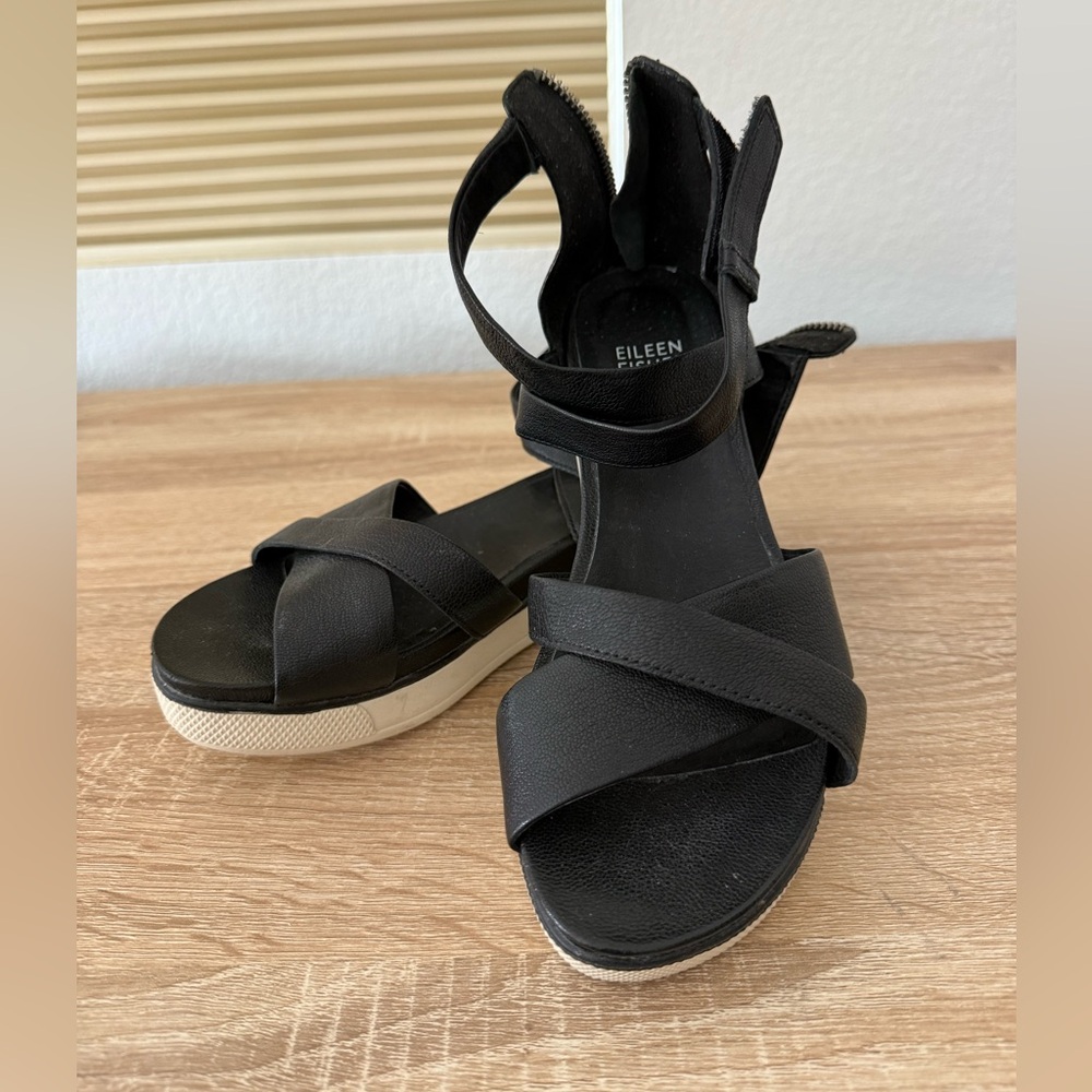 Eileen Fisher Black Strappy Sport Sandals
